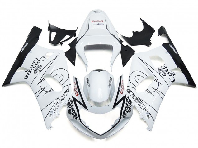 Gloss White Corona and Black 2001-2003 Suzuki GSXR 600-750 Fairings Factory Gloss White Corona and Black 2001-2003 Suzuki GSXR 600-750 Fairings Factory