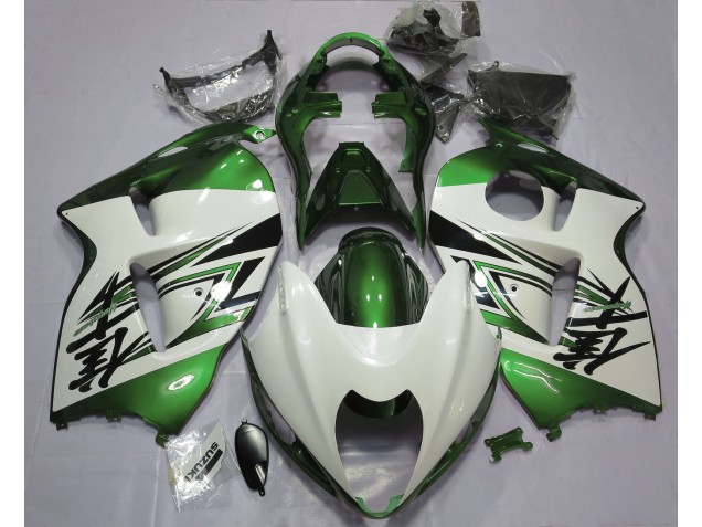 Gloss White & Green 1997-2007 Suzuki GSXR 1300 Fairings Factory Gloss White & Green 1997-2007 Suzuki GSXR 1300 Fairings Factory