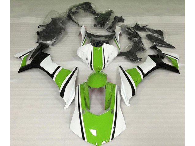 Gloss White Green and Black 2015-2019 Yamaha R1 Fairings Factory Gloss White Green and Black 2015-2019 Yamaha R1 Fairings Factory