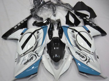 Gloss White & Light Blue 2013-2018 Kawasaki Ninja 300 Fairings Factory