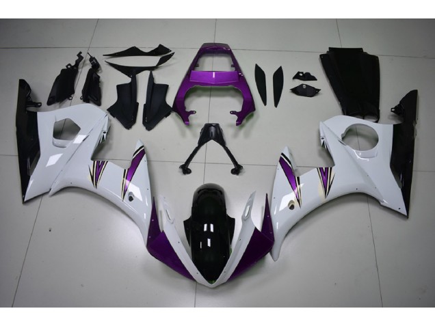 Gloss White & Purple Accents 2003-2005 Yamaha R6 Fairings Factory Gloss White & Purple Accents 2003-2005 Yamaha R6 Fairings Factory