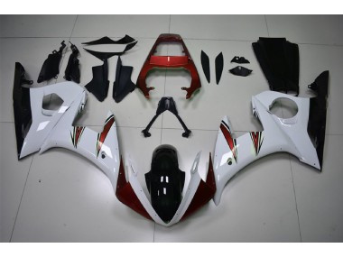 Gloss White & Red Accents 2003-2005 Yamaha R6 Fairings Factory
