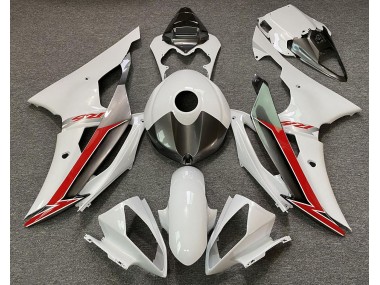 Gloss White Silver and Red 2008-2016 Yamaha R6 Fairings Factory
