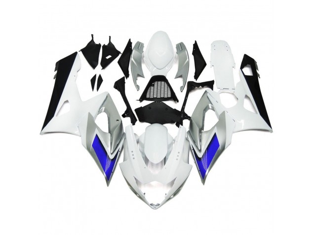 Gloss White Style with Silver Hints and Blue 2005-2006 Suzuki GSXR 1000 Fairings Factory Gloss White Style with Silver Hints and Blue 2005-2006 Suzuki GSXR 1000 Fairings Factory