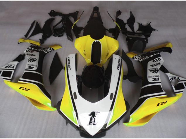 Gloss Yellow & White 2015-2019 Yamaha R1 Fairings Factory Gloss Yellow & White 2015-2019 Yamaha R1 Fairings Factory