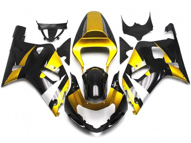Gold and Black Gloss Style 2001-2003 Suzuki GSXR 600-750 Fairings Factory Gold and Black Gloss Style 2001-2003 Suzuki GSXR 600-750 Fairings Factory