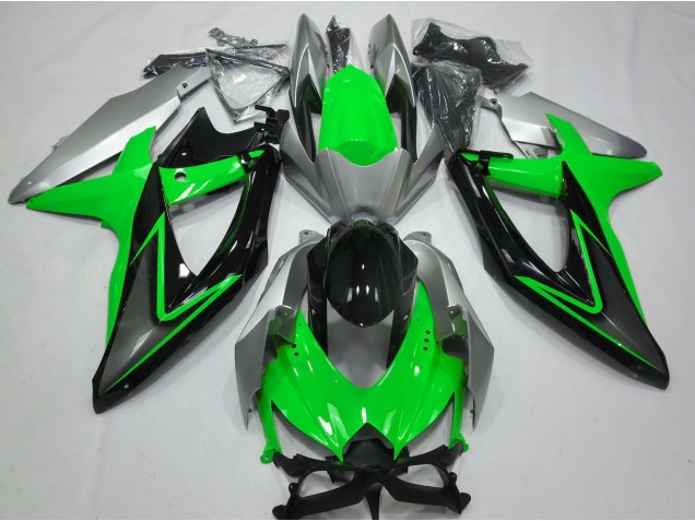Green and Silver 2008-2010 Suzuki GSXR 600-750 Fairings Factory Green and Silver 2008-2010 Suzuki GSXR 600-750 Fairings Factory