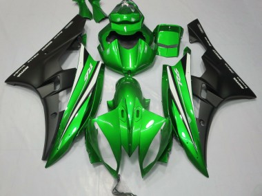 Green Black and White 2006-2007 Yamaha R6 Fairings Factory