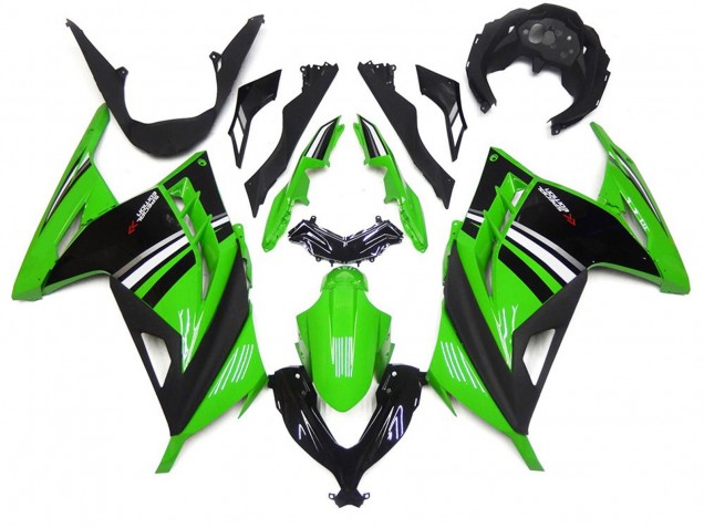 Green Black and White Gloss 2013-2018 Kawasaki Ninja 300 Fairings Factory Green Black and White Gloss 2013-2018 Kawasaki Ninja 300 Fairings Factory