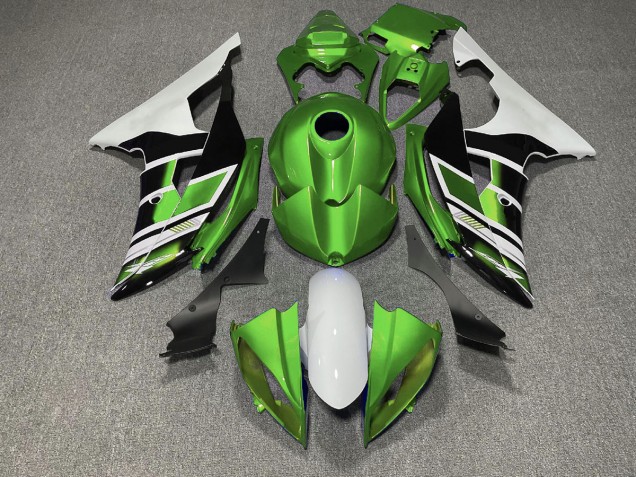 Green Black and White OEM Style 2008-2016 Yamaha R6 Fairings Factory Green Black and White OEM Style 2008-2016 Yamaha R6 Fairings Factory