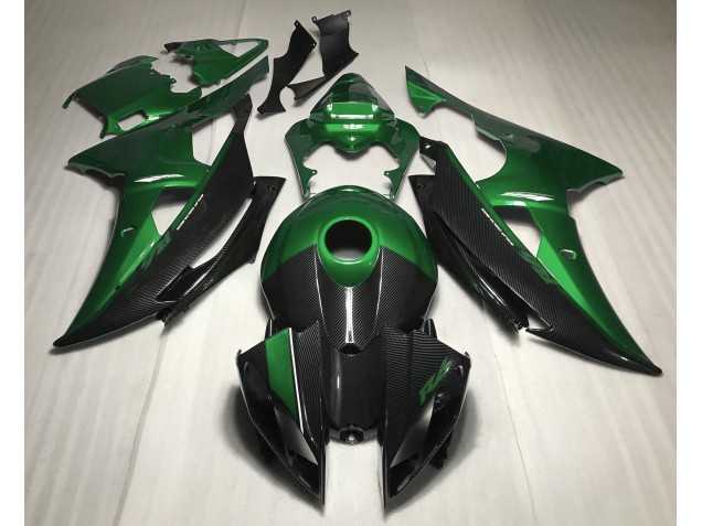 Green w Carbon Style 2008-2016 Yamaha R6 Fairings Factory Green w Carbon Style 2008-2016 Yamaha R6 Fairings Factory