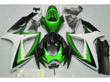 Green & White 2006-2007 Suzuki GSXR 600-750 Fairings Factory