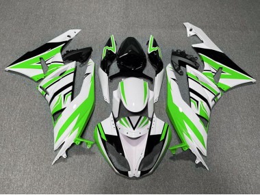 Green White and Black Zag 2009-2012 Kawasaki ZX6R Fairings Factory