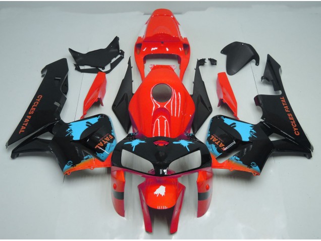 Light Blue Splatter on Red 2005-2006 Honda CBR600RR Fairings Factory Light Blue Splatter on Red 2005-2006 Honda CBR600RR Fairings Factory