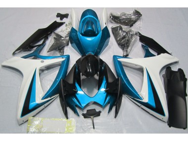 Light Blue & White 2006-2007 Suzuki GSXR 600-750 Fairings Factory