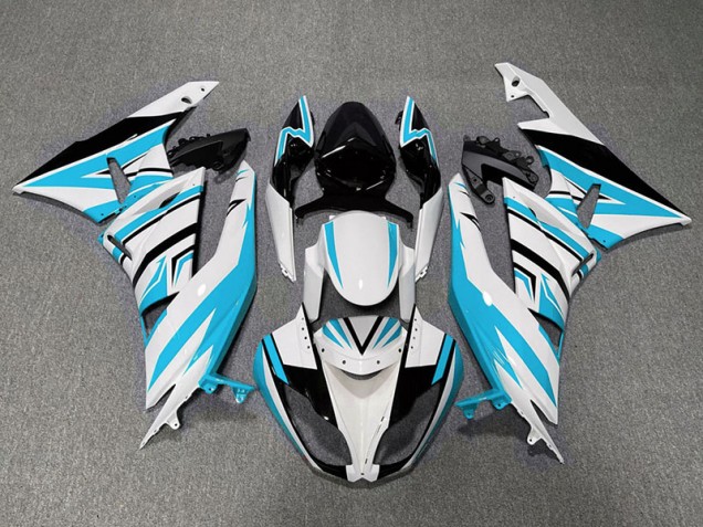 Light Blue White and Black Zag 2009-2012 Kawasaki ZX6R Fairings Factory Light Blue White and Black Zag 2009-2012 Kawasaki ZX6R Fairings Factory