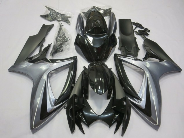 Light Silver And Black 2006-2007 Suzuki GSXR 600-750 Fairings Factory Light Silver And Black 2006-2007 Suzuki GSXR 600-750 Fairings Factory