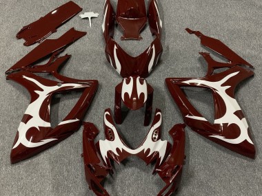 Maroon and White 2006-2007 Suzuki GSXR 600-750 Fairings Factory