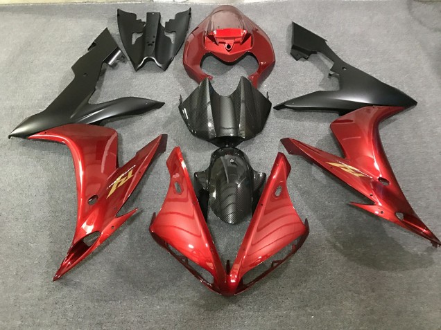 Maroon Red and Carbon Style 2004-2006 Yamaha R1 Fairings Factory Maroon Red and Carbon Style 2004-2006 Yamaha R1 Fairings Factory