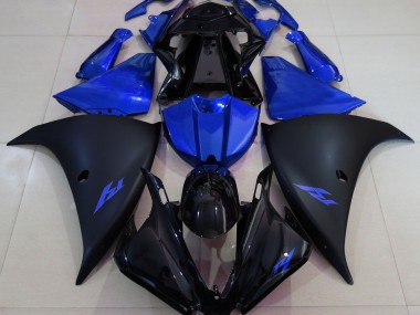 Matte Black and Blue 2013-2014 Yamaha R1 Fairings Factory