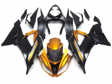 Matte Black and Gold 2013-2018 Kawasaki ZX6R Fairings Factory