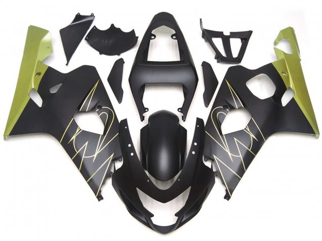 Matte Black and Gold Corona Custom 2004-2005 Suzuki GSXR 600-750 Fairings Factory Matte Black and Gold Corona Custom 2004-2005 Suzuki GSXR 600-750 Fairings Factory
