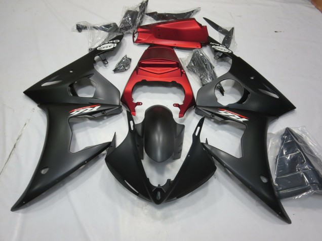 Matte Black and Red 2003-2005 Yamaha R6 Fairings Factory Matte Black and Red 2003-2005 Yamaha R6 Fairings Factory