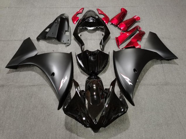 Matte Black and Red 2009-2012 Yamaha R1 Fairings Factory Matte Black and Red 2009-2012 Yamaha R1 Fairings Factory