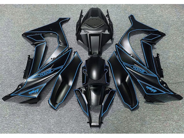 Matte Black & Blue Lining 2011-2015 Kawasaki ZX10R Fairings Factory Matte Black & Blue Lining 2011-2015 Kawasaki ZX10R Fairings Factory