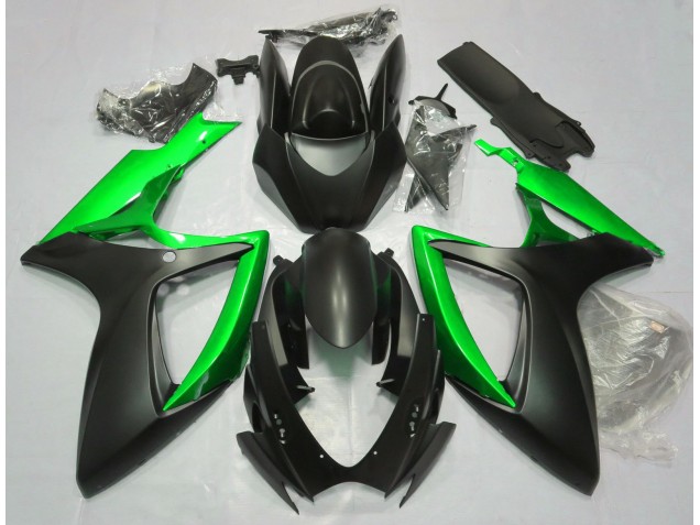 Matte Black & Green 2006-2007 Suzuki GSXR 600-750 Fairings Factory Matte Black & Green 2006-2007 Suzuki GSXR 600-750 Fairings Factory