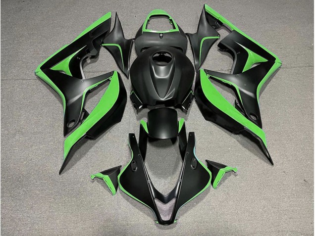 Matte Black & Green 2007-2008 Honda CBR600RR Fairings Factory Matte Black & Green 2007-2008 Honda CBR600RR Fairings Factory