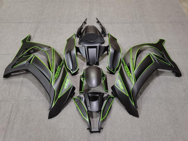 Matte Black & Green Lining 2011-2015 Kawasaki ZX10R Fairings Factory Matte Black & Green Lining 2011-2015 Kawasaki ZX10R Fairings Factory