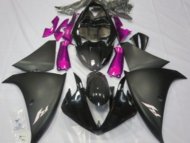 Matte Black & Pink 2009-2012 Yamaha R1 Fairings Factory