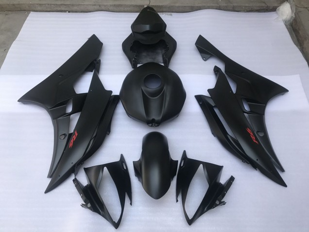 Matte Black Plain 2006-2007 Yamaha R6 Fairings Factory Matte Black Plain 2006-2007 Yamaha R6 Fairings Factory