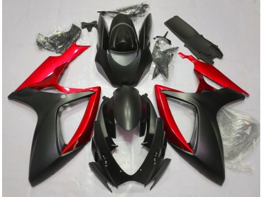 Matte Black & Red 2006-2007 Suzuki GSXR 600-750 Fairings Factory