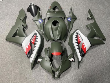 Matte Green & Red Shark 2007-2008 Honda CBR600RR Fairings Factory
