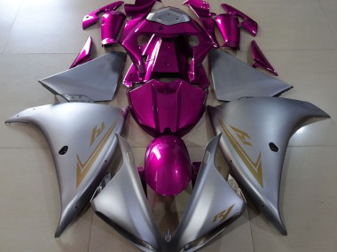 Matte Silver & Pink 2009-2012 Yamaha R1 Fairings Factory