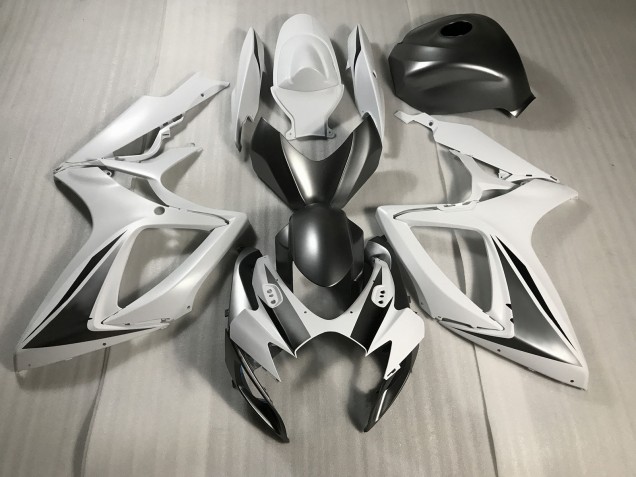 Matte White and Grey 2006-2007 Suzuki GSXR 600-750 Fairings Factory Matte White and Grey 2006-2007 Suzuki GSXR 600-750 Fairings Factory