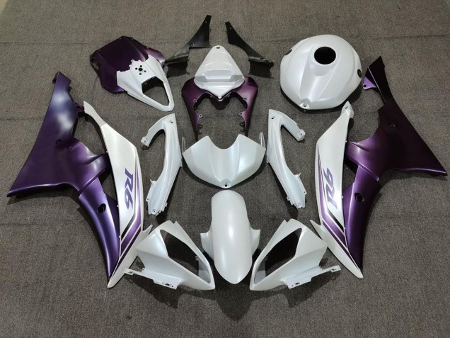 Matte White and Purple 2008-2016 Yamaha R6 Fairings Factory Matte White and Purple 2008-2016 Yamaha R6 Fairings Factory