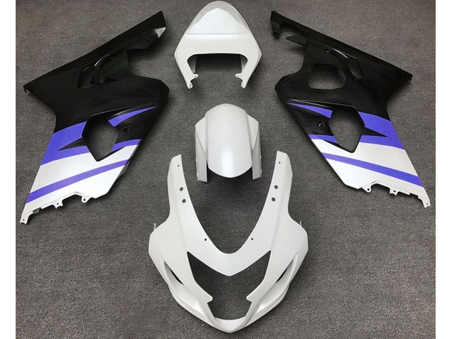 Matte White & Blue 2004-2005 Suzuki GSXR 600-750 Fairings Factory Matte White & Blue 2004-2005 Suzuki GSXR 600-750 Fairings Factory