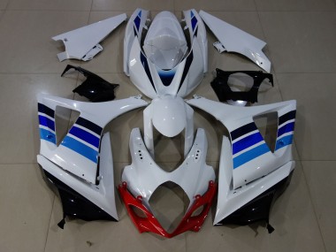OEM Style Blue and White 2007-2008 Suzuki GSXR 1000 Fairings Factory