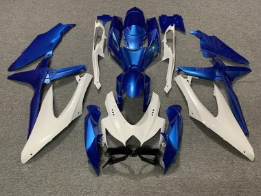 Pearl Blue and White 2008-2010 Suzuki GSXR 600-750 Fairings Factory