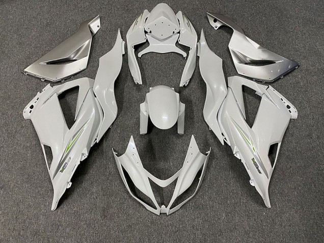 Pearl White 2013-2018 Kawasaki ZX6R Fairings Factory