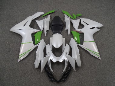 Pearl White and Green 2011-2020 Suzuki GSXR 600-750 Fairings Factory