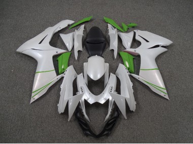 Pearl White and Green 2011-2020 Suzuki GSXR 600-750 Fairings Factory