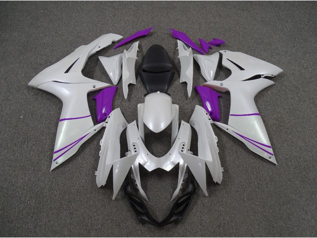 Pearl White and Purple 2011-2020 Suzuki GSXR 600-750 Fairings Factory Pearl White and Purple 2011-2020 Suzuki GSXR 600-750 Fairings Factory