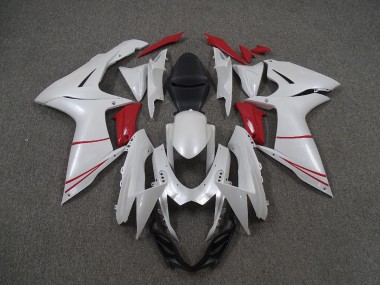 Pearl White and Red 2011-2020 Suzuki GSXR 600-750 Fairings Factory