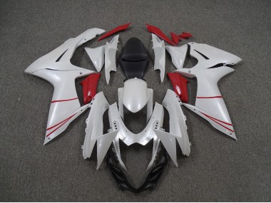 Pearl White and Red 2011-2020 Suzuki GSXR 600-750 Fairings Factory