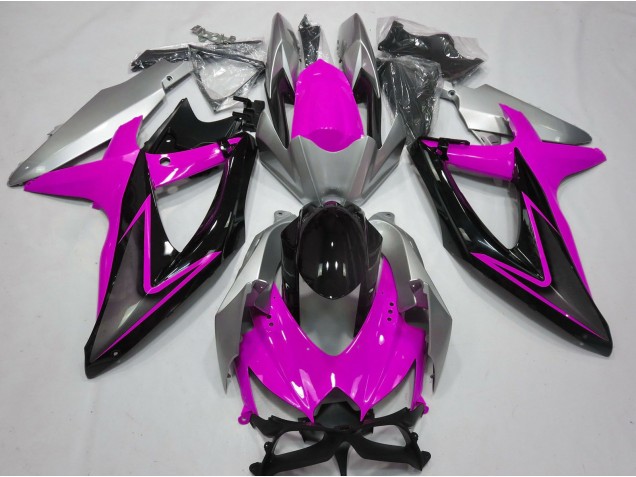 Pink and Silver 2008-2010 Suzuki GSXR 600-750 Fairings Factory