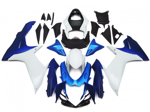 Plain White and Blue Style Kit 2011-2020 Suzuki GSXR 600-750 Fairings Factory Plain White and Blue Style Kit 2011-2020 Suzuki GSXR 600-750 Fairings Factory